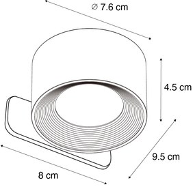 4 darabos modern fekete fal- és mennyezeti lámpakészlet, LED-del, újratölthető - Bright