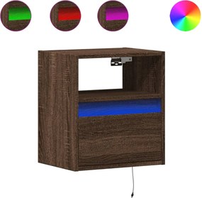 vidaXL 2 db barna tölgy színű éjjeliszekrény LED-világítással