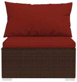 vidaXL 10 részes barna polyrattan kerti bútorszett párnákkal
