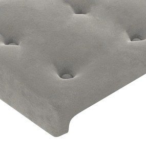 világosszürke bársony LED-es fejtámla 203x16x118/128 cm