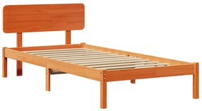 Ágykeret fejtámlával Gyantázott barna 90x200 cm Tömör fenyőfa