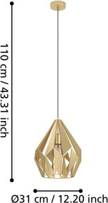 Eglo CARLTON 43814 Függőlámpa 1x60W/E27 IP20