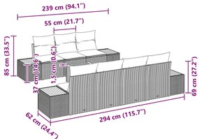 8 darabos kerti kanapé szett párnákkal bézs poli rattan akáciából