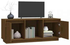 mézbarna tömör fenyőfa TV-szekrény 110,5x35x44 cm