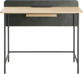 Számítógépasztal, tölgy/fekete, KOMPUS