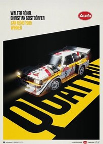 Művészeti nyomat AUDI QUATTRO S1 - SHADOW - WALTER RÖHRL & CHRISTIAN GEISTDÖRFER - SAN REMO 1985, Automobilist