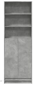 betonszürke szerelt fa magasszekrény LED-ekkel 69x32,5x200 cm
