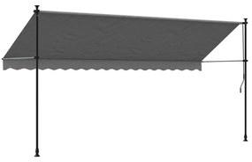 antracit szövet és acél feltekerhető napellenző 400 x 150 cm