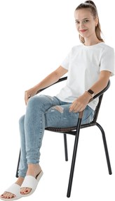 Egymásba rakható szék, barna/fekete fém, DOREN