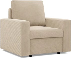 Zeus fotel, egyenes kartámasz, kordbársony, hab töltet, bézs