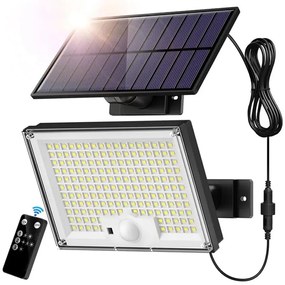 Napelemes LED halogĂ©n lĂĄmpa mozgĂĄsĂ©rzĂ©kelĆvel alkonyatĂ©rzĂ©kelĆ tĂĄvirĂĄnyĂtĂł, 300W, IP65