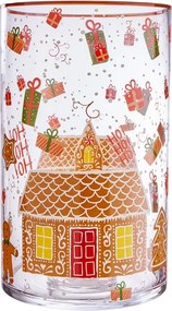 CHRISTMAS DELIGHT üveg szélfogó 30 cm , házikó