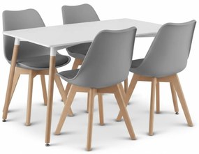 Étkező szett 1 + 4, fehér ADRIA asztal 120x80 cm + világosszürke BALI MARK szék bükkfa lábakkal