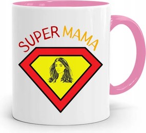 Rózsaszín Bögre Ajándék Anyukáknak Szuper Anya Ajándék fényképes nyomtatással