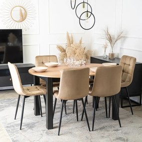 Étkezőgarnitúra 6 db. Bézs Robin székkel. Bővíthető asztal HARRY 102-142 cm