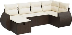 vidaXL 6 részes barna polyrattan kerti ülőgarnitúra párnával