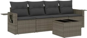 vidaXL 5 részes szürke polyrattan kerti ülőgarnitúra párnákkal