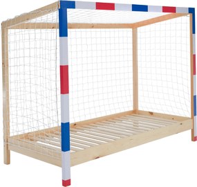 Montessori ágy, természetes/fehér/kék/piros, 90x200, FUTAL