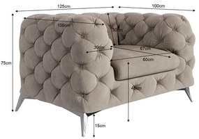 Szürkésbézs bársony fotel Chelsea – Ropez