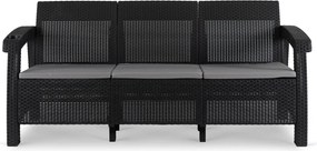 Kerti kanapé fekete színben, technorattan kivitelben FLINT