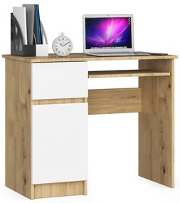 Íróasztal - Akord Furniture - 90 cm - arany tölgy / fehér (bal)