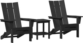 vidaXL Kerti Szék 3 pcs Fekete 80.5 x 74.5 x 92 cm Polietilén