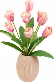 Tulipán művirág 44 cm dekoratív virág váza virágos Rózsaszín 9 Db