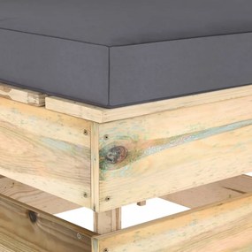 vidaXL zöld impregnált fa elemes középső kanapé párnákkal