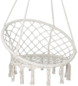 Függesztett hinta, fotel alakú, háttámlával, otthonra és kertbe, pamutszövésű, rojtokkal, 80x60x120 cm
