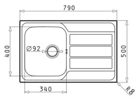 Pyramis 100178701 - ATHENA konyhai mosogató 79x50 cm szatén
