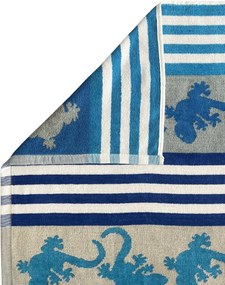 Crazy Gekko kék strandtörölköző