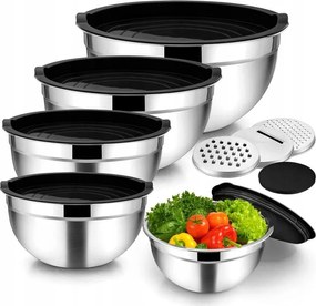 Fém Salátatál Szett Fedővel Tál Fedővel 5 Db-os