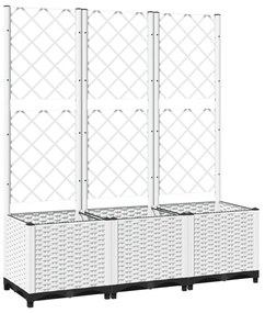 fehér polipropilén rácsos kerti ültetőláda 120 x 40 x 136 cm
