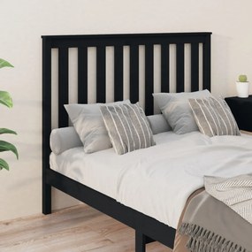 fekete tömör fenyőfa ágyfejtámla 146 x 6 x 101 cm