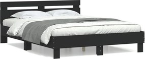 vidaXL fekete szerelt fa ágykeret fejtámlával 140 x 190 cm