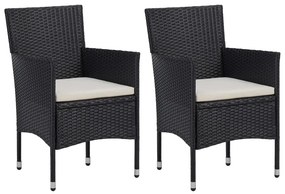 vidaXL 2 db fekete polyrattan kerti étkezőszék