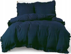 Fodros Ágyneműhuzat Garnitúra 220X200 Egyszínű +2X70X80 Elegáns Sötétkék