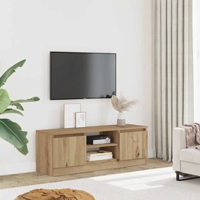 kézműves tölgy színű szerelt fa TV-szekrény 102x30x36 cm
