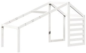 fehér tömör fenyőfa ágy emelettel és tetővel 80 x 200 cm