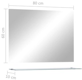 edzett üveg falitükör polccal 80 x 60 cm