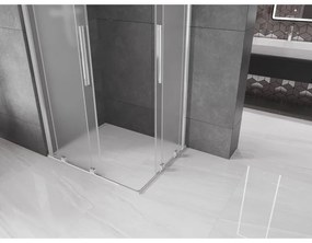 Mexen Velar Duo, zuhanykabin tolóajtóval 90 x 80 cm, 8 mm-es matt üveg, króm, 871-090-080-32-01