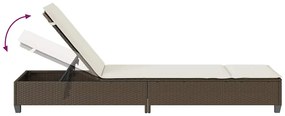 barna polyrattan napozóágy párnákkal 55x200x25,5 cm