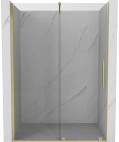 Mexen Velar, nyitható tolóajtó 140x200 cm, 8mm átlátszó üveg, arany matt, 871-140-000-01-55