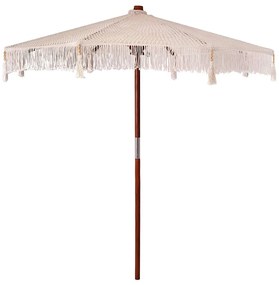 Napernyő Krém (250-255) x 250 cm Pamut és tömör fa