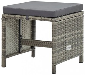 11 részes szürke polyrattan kültéri étkezőszett párnákkal