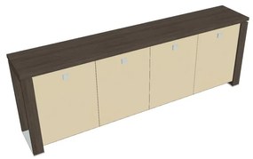 Verno+ alacsony szekrény 260 x 46 x 90 cm, üvegajtó, antracit tölgy / vanília