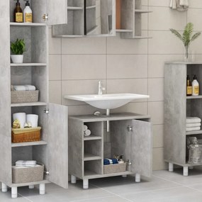 betonszürke szerelt fa fürdőszobaszekrény 60 x 32 x 53,5 cm