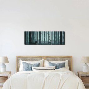 Kép - Szarvas farkassal a sziklák között (órával) (90x30 cm)
