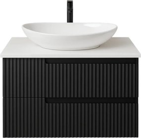 Piramida EURIDIKA fali fürdőszobabútor - mosdópult mosdó nélkül -2 fiókos - PINO FEKETE - 75 x 48 x 53 cm