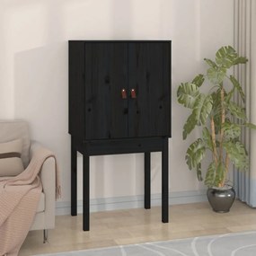 fekete tömör fenyőfa magasszekrény 60 x 40 x 120 cm